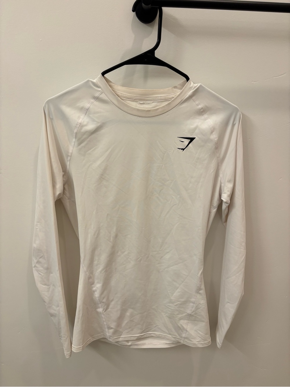 Gymshark White Long Sleeve Performance Tee Compression Size Small